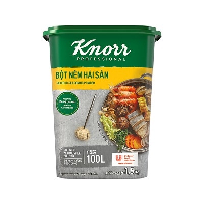 Knorr Bột Nêm Hải Sản 1.5kg - Knorr Bột Nêm Hải Sản làm từ tôm cá và hải sản tự nhiên giúp tăng hương vị hải sản đậm đà và hấp dẫn hơn cho các món ăn hải sản.